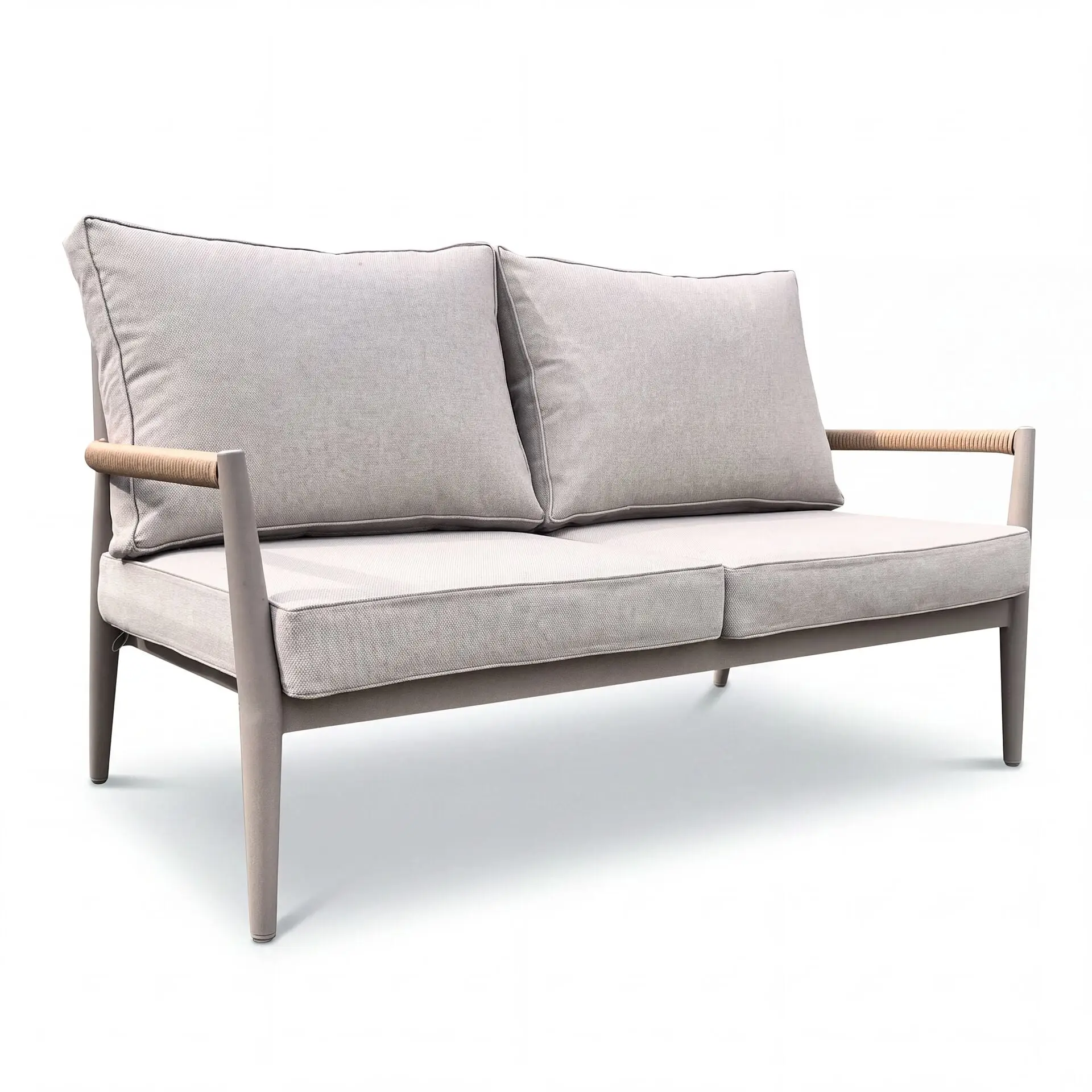 Cambridge Rattan Rope 2 Seat Sofa Set - 2 Armchairs & Sintered Stone Coffee Table