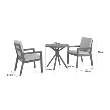 New York 3 Piece Aluminium Bistro Set