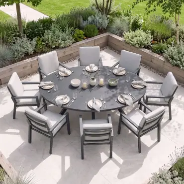 New York 8 Seat Oval Dining Set