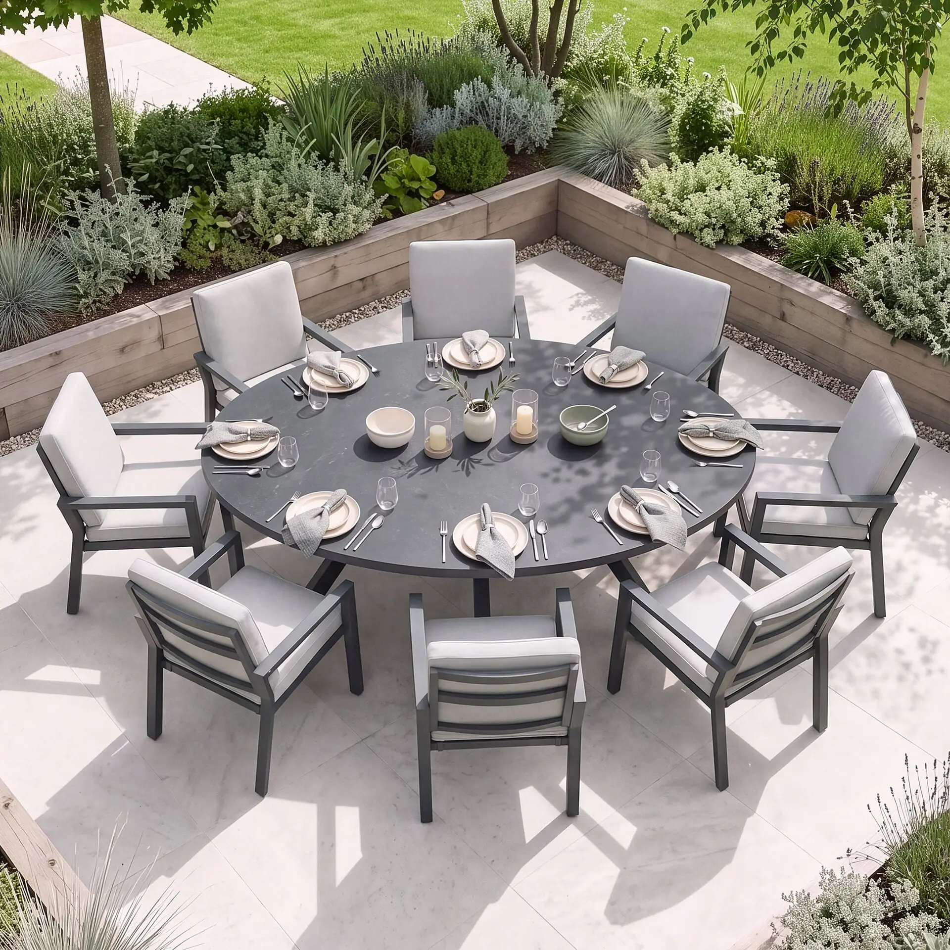 New York 8 Seat Oval Dining Set
