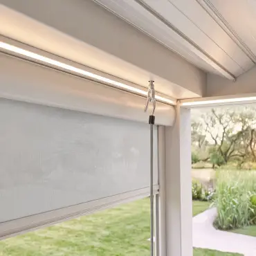 Aurora 3m x 4m Aluminium Retractable Roof Pergola with Solar Charging LED Lights - Latte