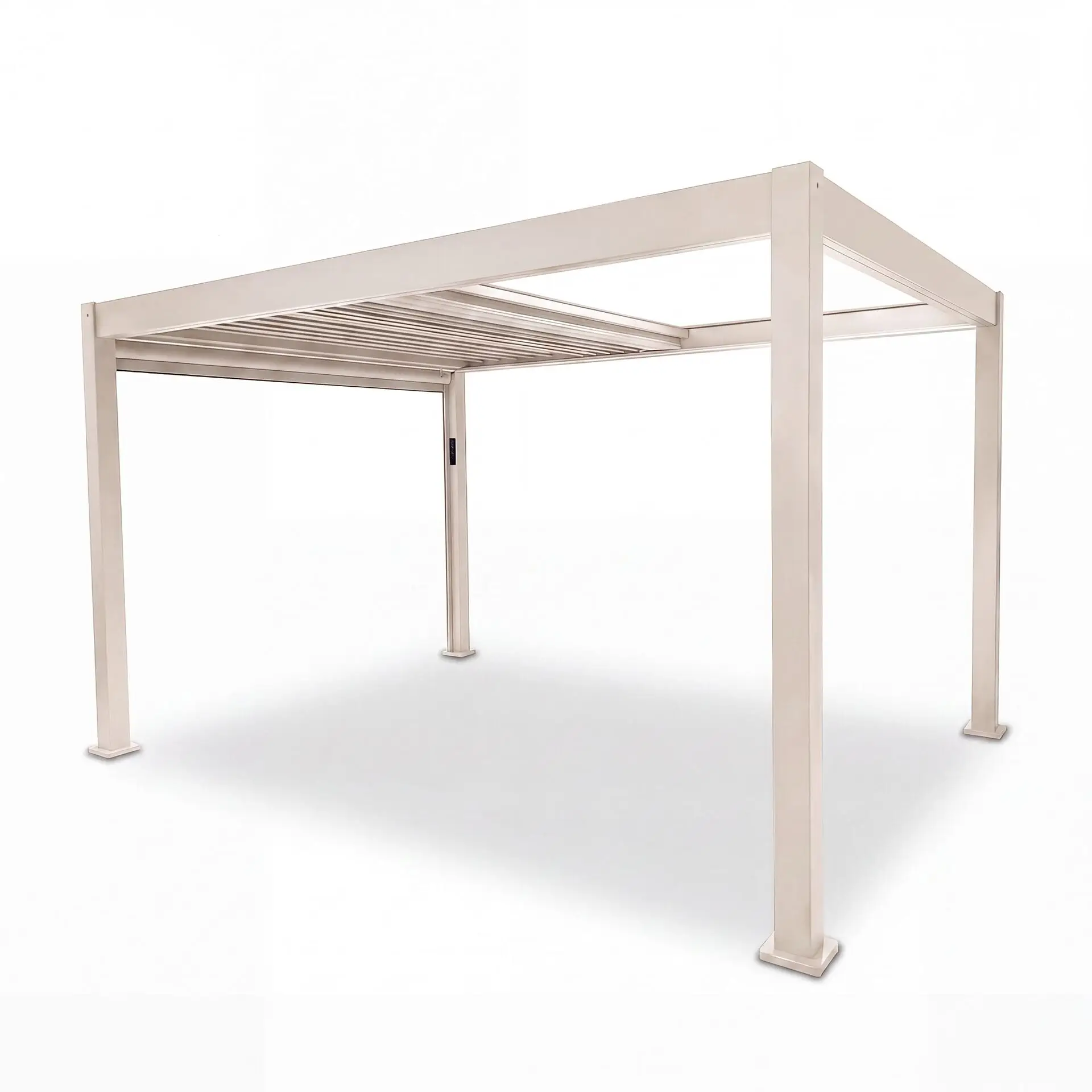 Aurora 3m x 4m Aluminium Retractable Roof Pergola with Solar Charging LED Lights - Latte