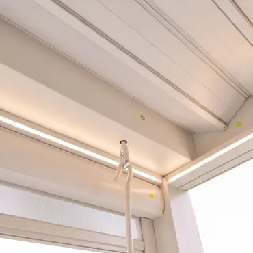 Aurora 3m x 4m Aluminium Retractable Roof Pergola with Solar Charging LED Lights - Latte
