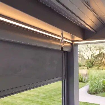 Aurora 3m x 4m Aluminium Retractable Roof Pergola with Solar Charging LED Lights - Grey