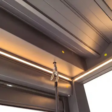Aurora 3m x 4m Aluminium Retractable Roof Pergola with Solar Charging LED Lights - Grey