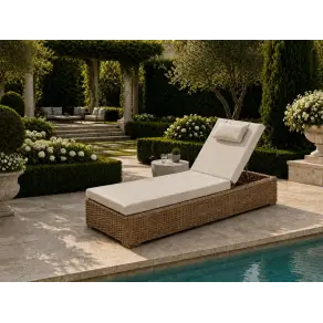 Montana sun lounger with cushion & wheels