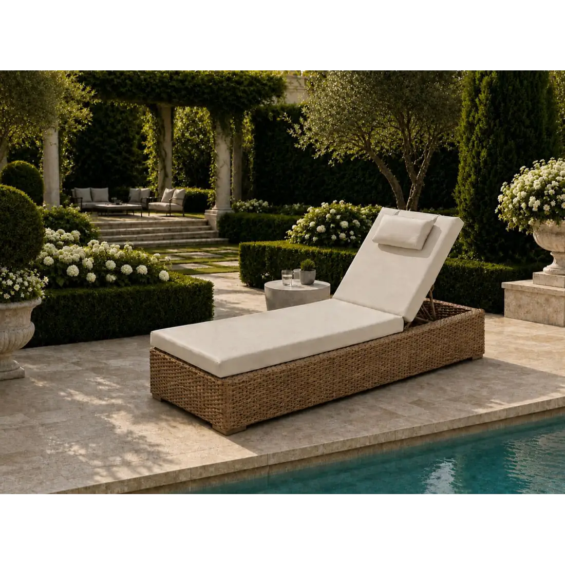 Montana sun lounger with cushion & wheels