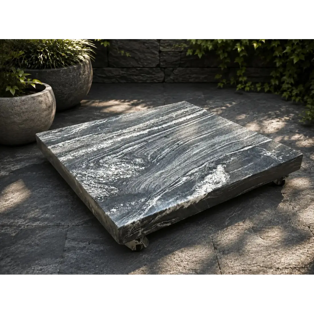 Galaxy Black Swirl Granite Base with Wheels