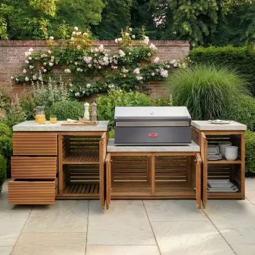 Antigua Medium Kitchen Storage Units with Beefeater 1200E Series BBQ