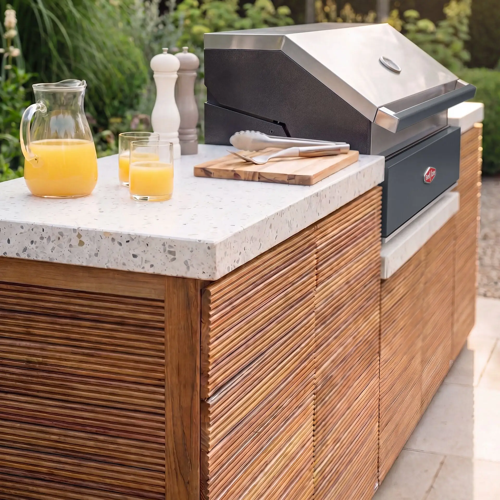 Antigua Medium Kitchen Storage Units with Beefeater 1200E Series BBQ