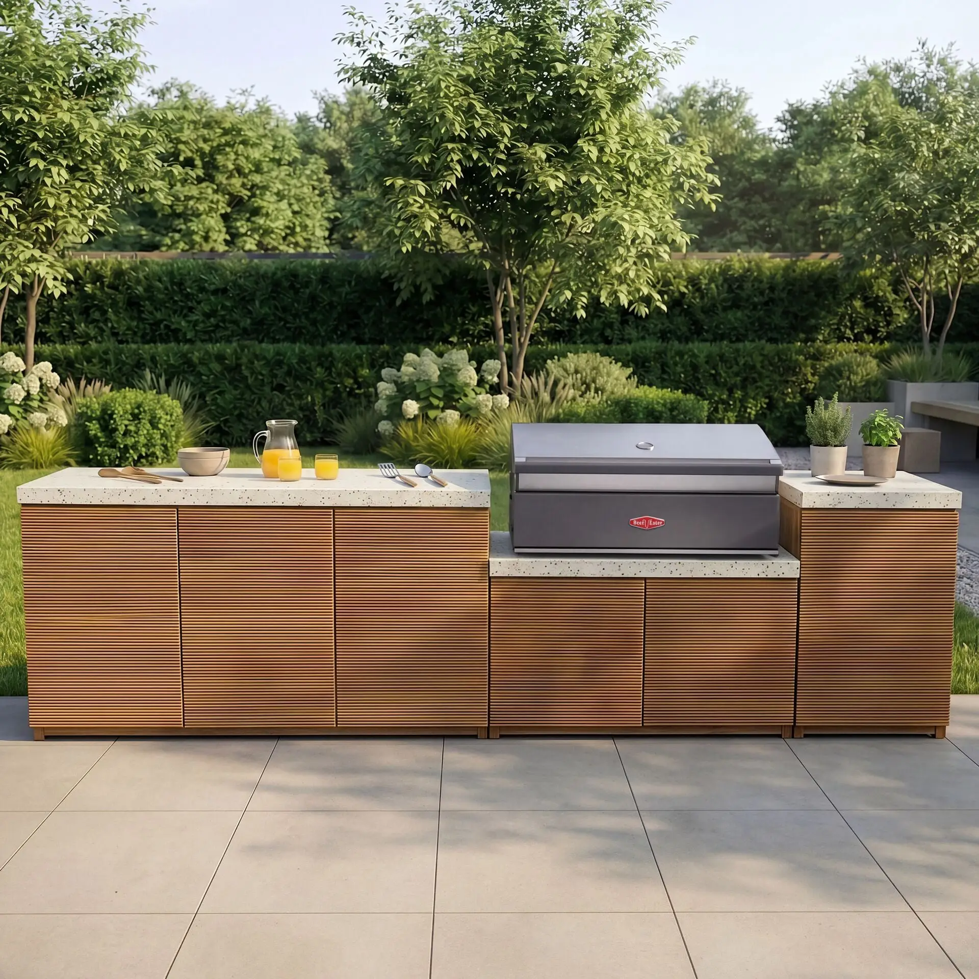 Antigua Large Kitchen Storage Units with Beefeater 1200E Series BBQ