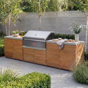 Bali Outdoor Kitchen Storage Units with Beefeater 1700 Series BBQ - Double Configuration