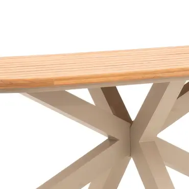 Sicily Teak 6 Seat Dining Set with Valencia Reclining Dining Chairs - Latte