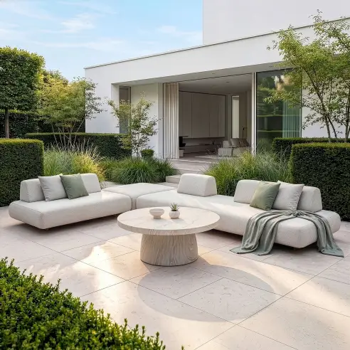 Fabric Cannes Large Corner Sofa Set - Round Marble Effect Coffee Table Fabric Cannes Large Corner Sofa Set - Round Marble Effect Coffee Table