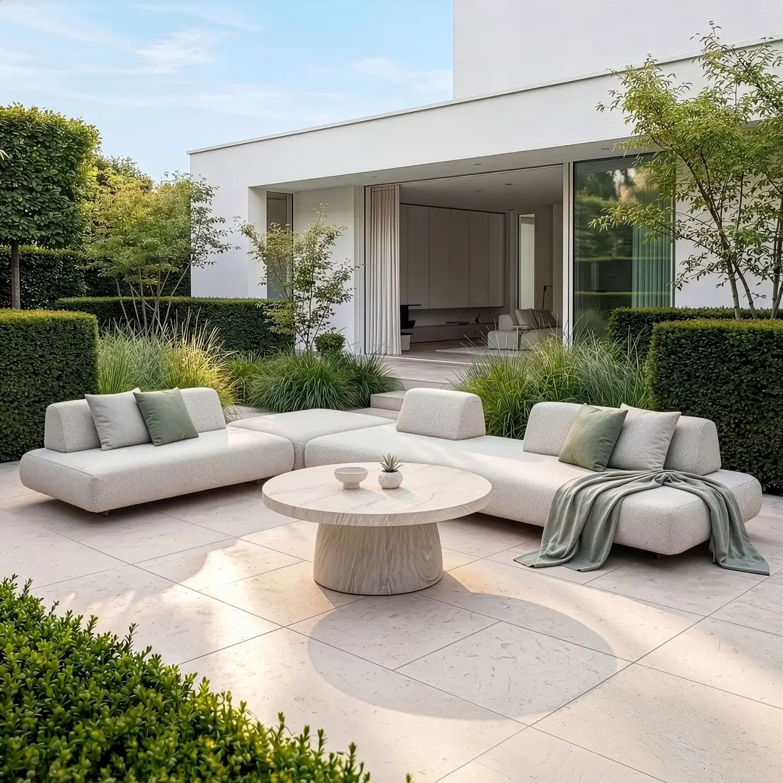 Fabric Cannes Large Corner Sofa Set - Round Marble Effect Coffee Table Fabric Cannes Large Corner Sofa Set - Round Marble Effect Coffee Table