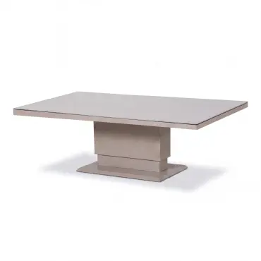 New York U-Shaped Aluminium Sofa Set with Ceramic Glass Rising Table - Latte