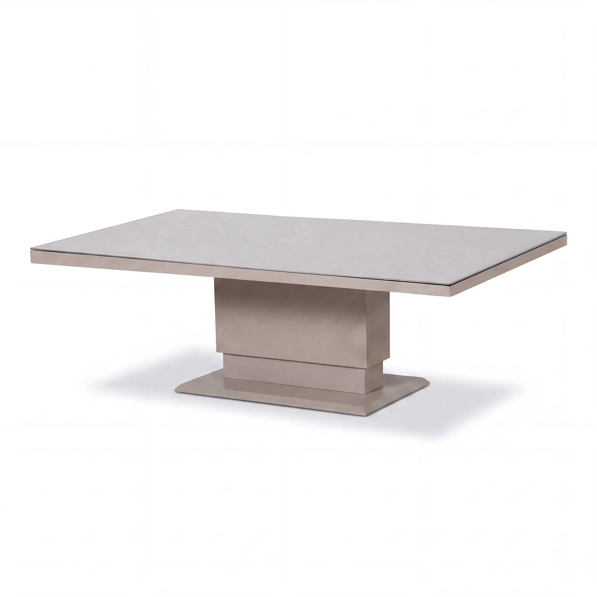 New York Aluminium Corner Sofa Dining Set with Ceramic Glass Rising Table - Latte