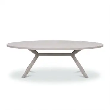 New York 8 Seat Oval Aluminium Ceramic Glass Dining Set - Latte