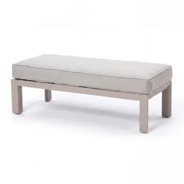 New York 3 Seat Sofa Aluminium Sofa Set with Ceramic Glass Rising Table - Latte