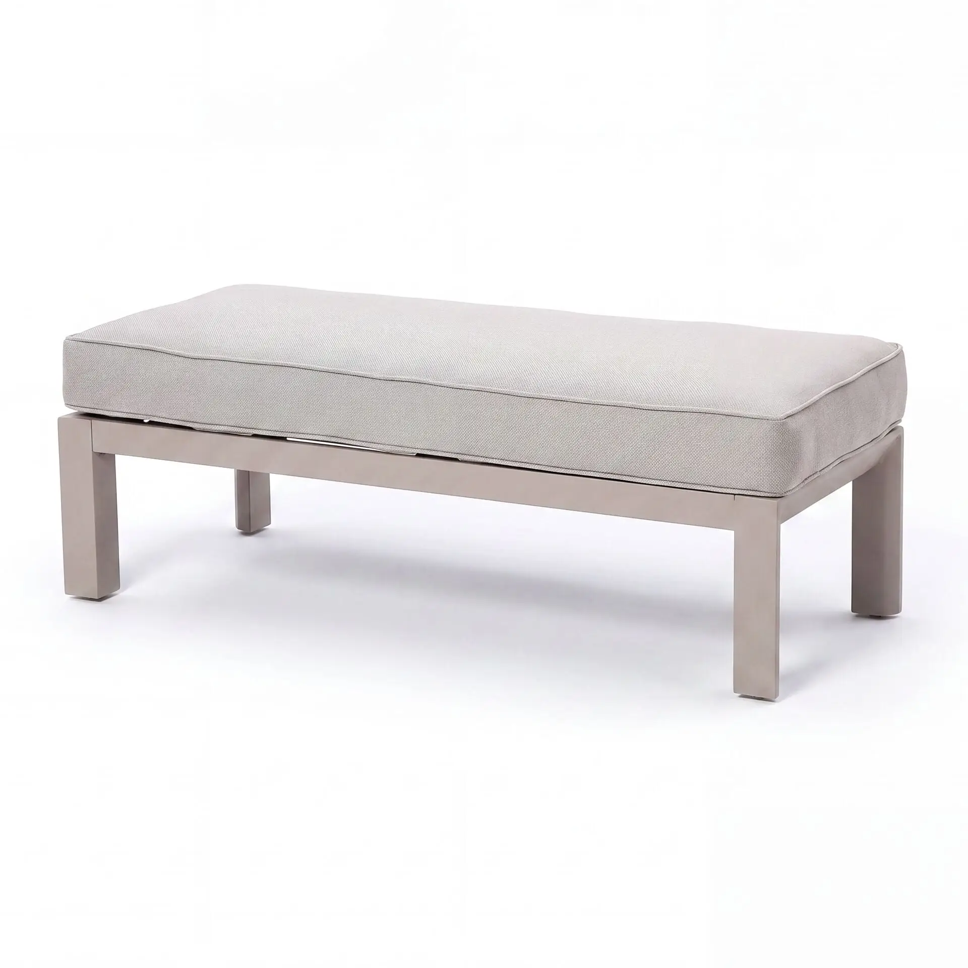 New York 3 Seat Sofa Aluminium Sofa Set with Ceramic Glass Rising Table - Latte