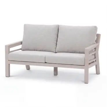New York 2 Seat Aluminium Sofa Set with Ceramic Glass Coffee Table - Latte