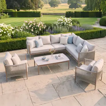 Havana Rope Weave Large Corner Sofa & 2 Armchairs