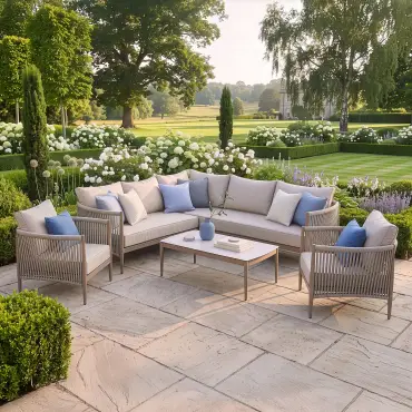Havana Rope Weave Small Corner Sofa & 2 Armchairs