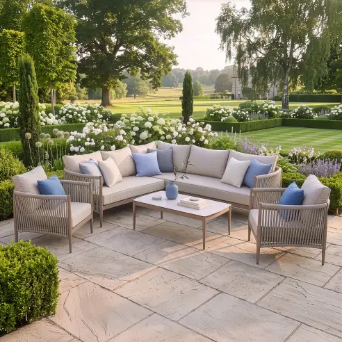 Havana Rope Weave Small Corner Sofa & 2 Armchairs