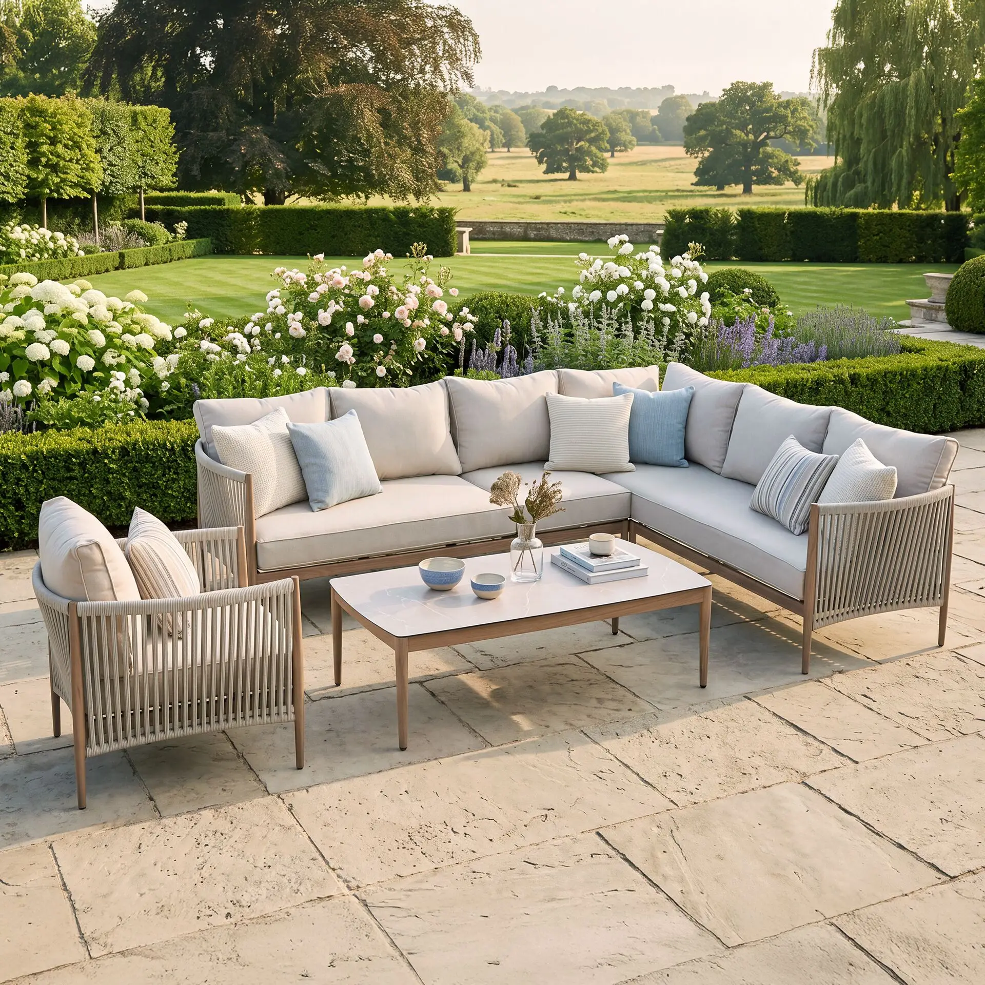 Havana Rope Weave Large Corner Sofa & Armchair