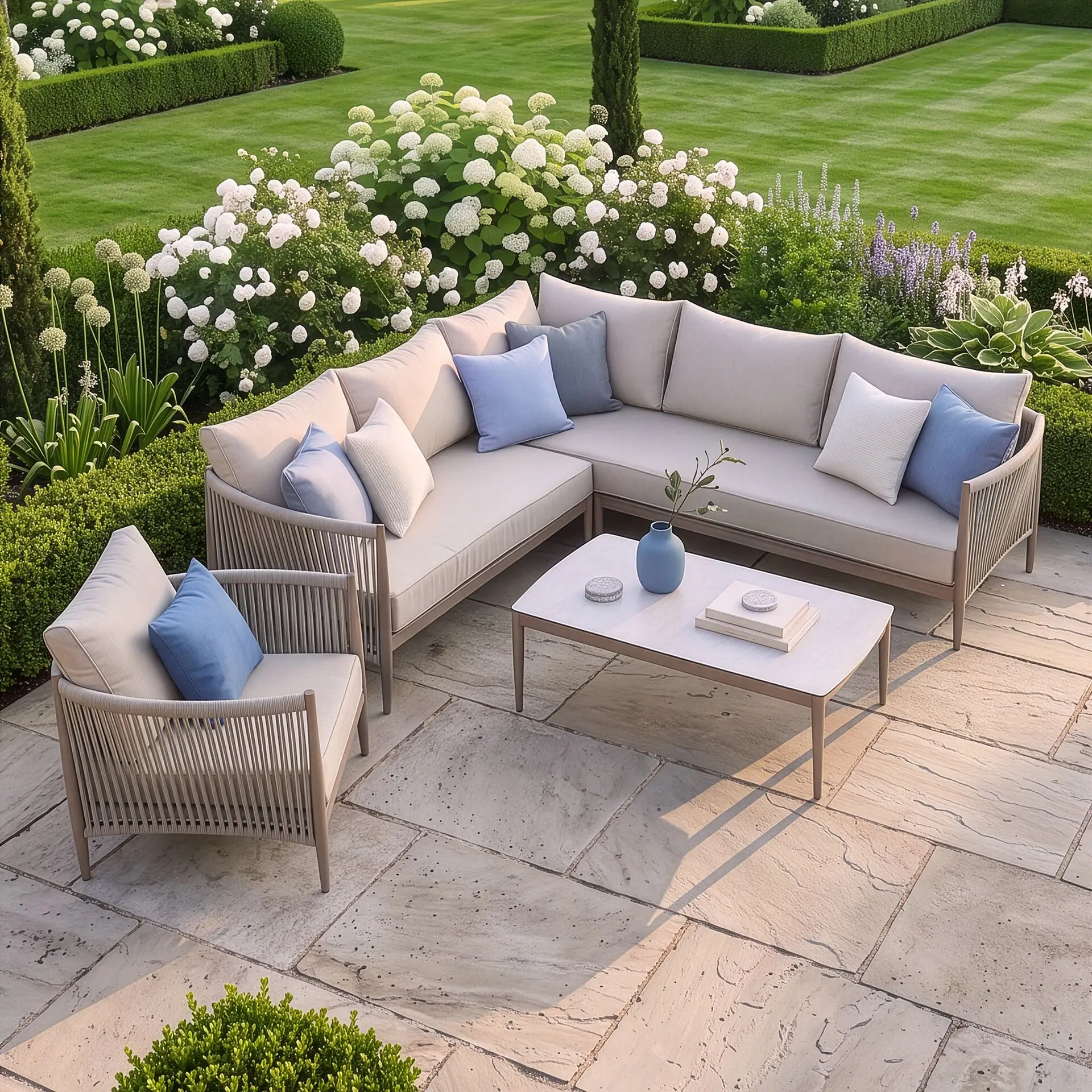 Havana Rope Weave Small Corner Sofa & Armchair