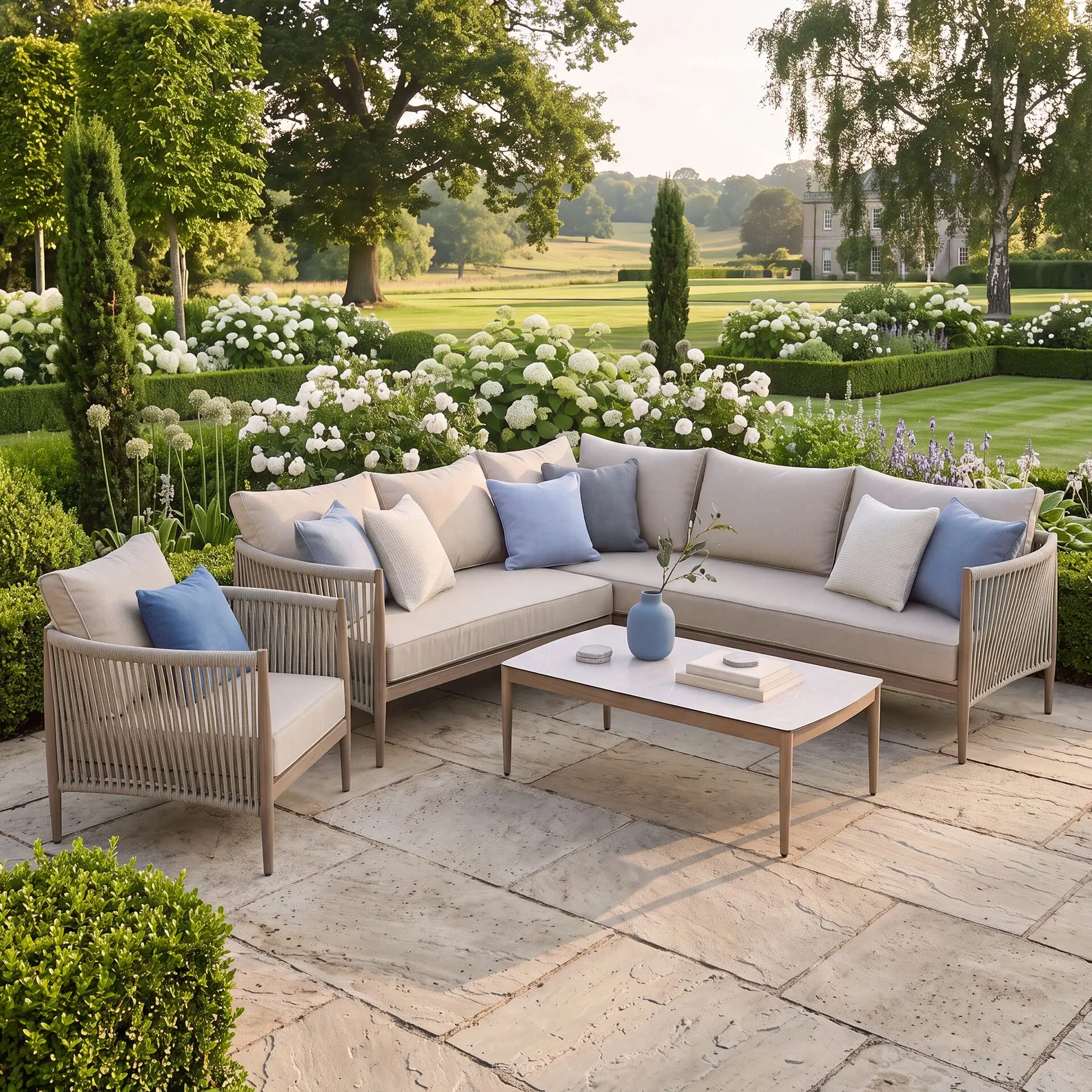 Havana Rope Weave Small Corner Sofa & Armchair