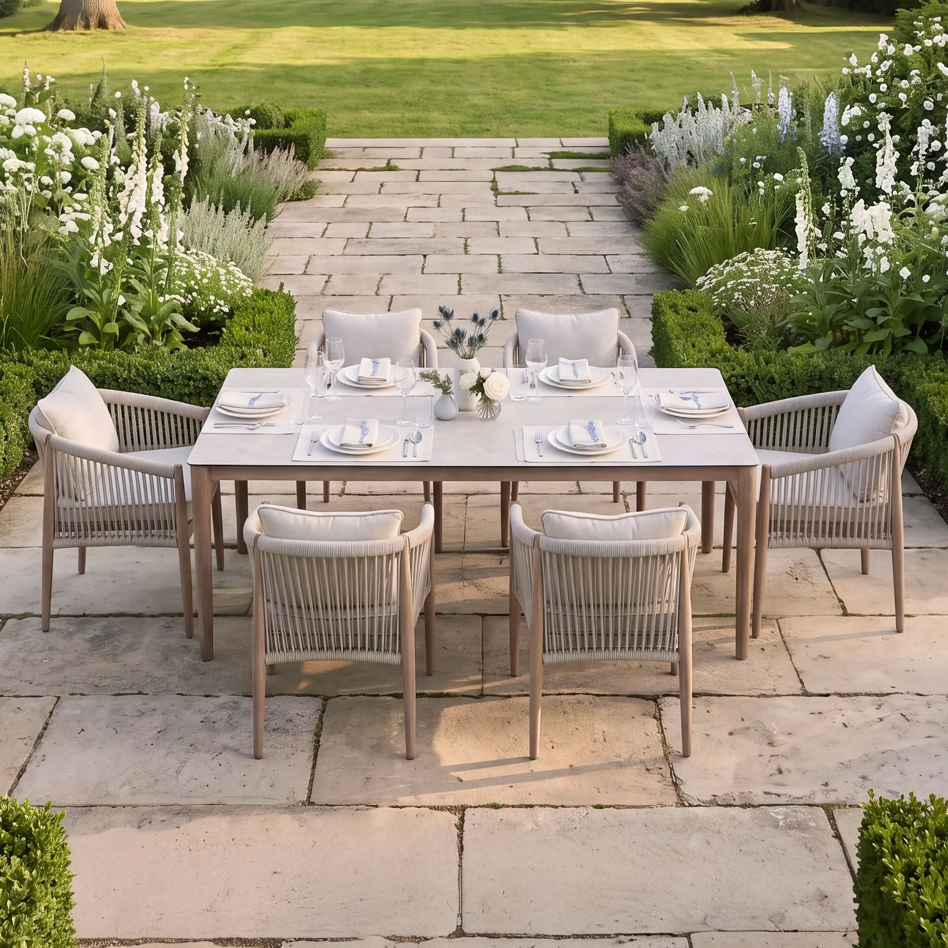 Havana Rope Weave 6 Rectangular Dining Set