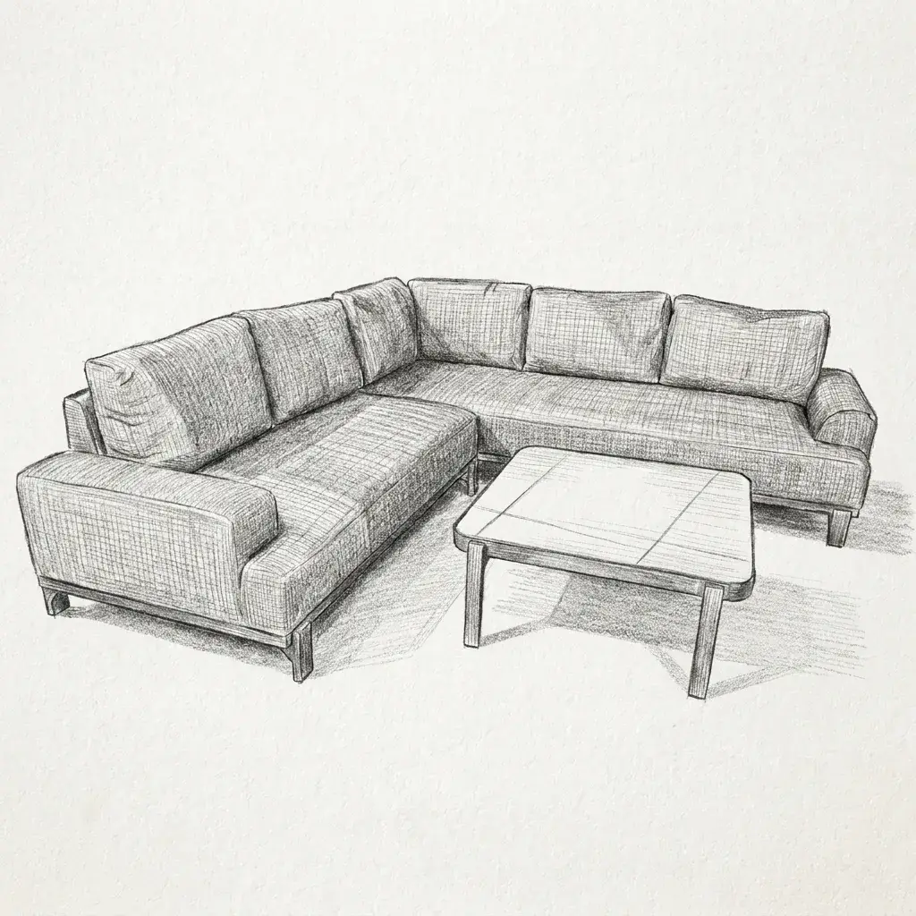 NOVA Aire Corner Sofa Lounging Set - Square Coffee Table