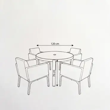 NOVA Aire 4 Seat Round Dining Set - 1.2m Table