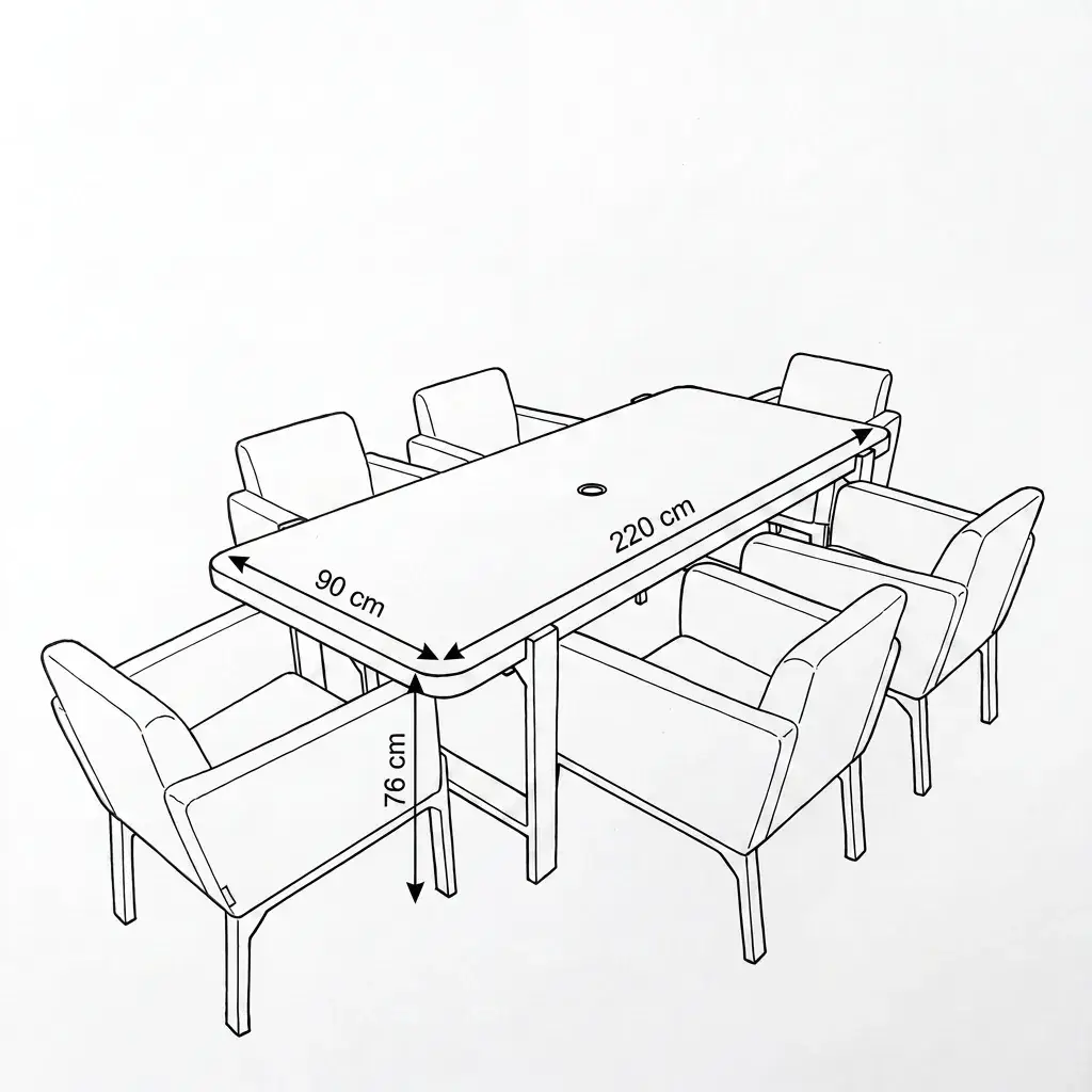 NOVA Aire 6 Seat Dining Set - 2.2*0.9m Rectangular Table