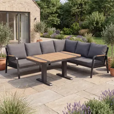 NOVA Harvey Corner Sofa Lounge Dining Set - Rectangular Rising Table