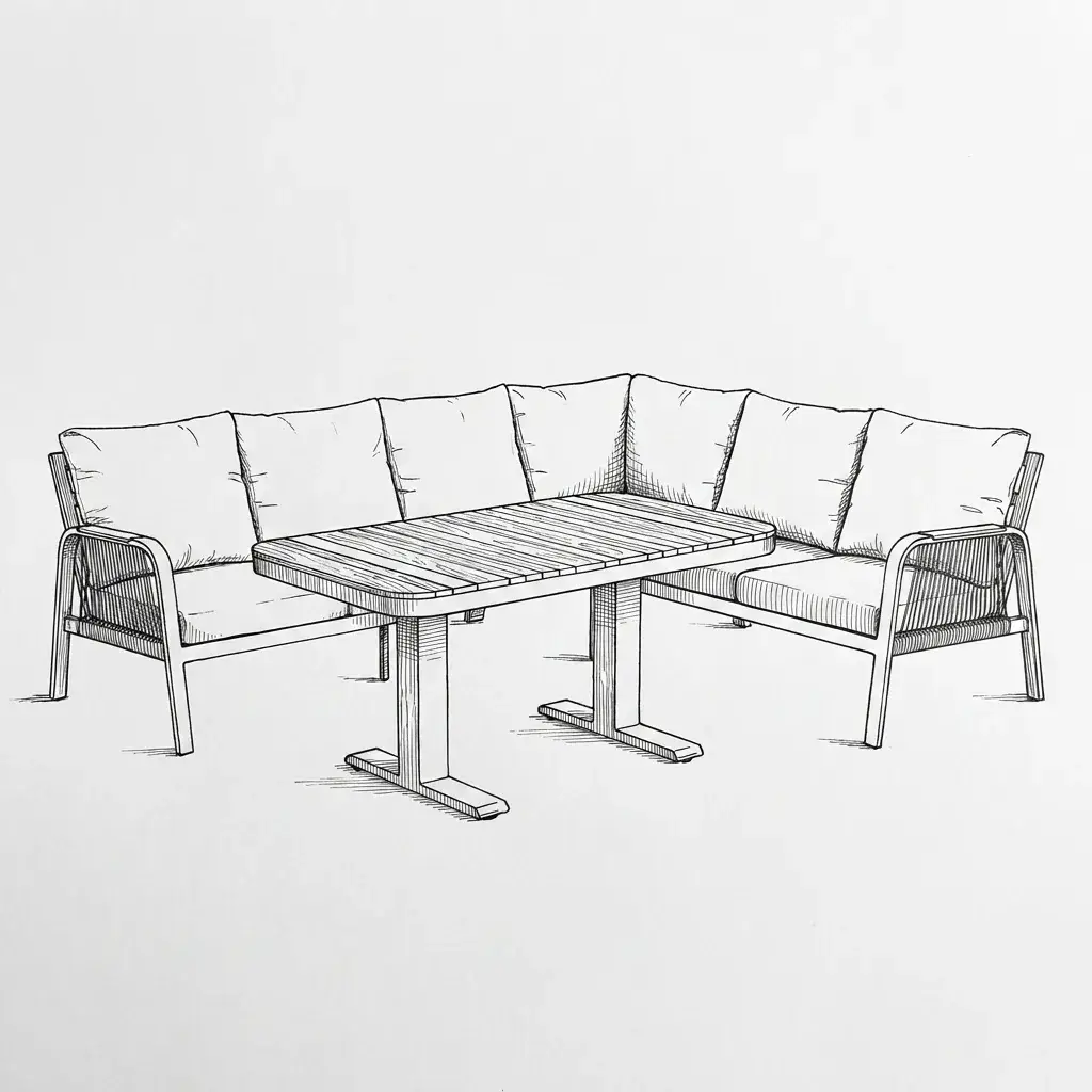 NOVA Harvey Corner Sofa Lounge Dining Set - Rectangular Rising Table