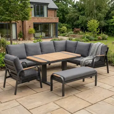 NOVA Harvey Corner Sofa Lounge Dining Set - Rectangular Rising Table (Plus)