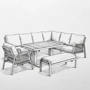 NOVA Harvey Corner Sofa Lounge Dining Set - Rectangular Rising Table (Plus)