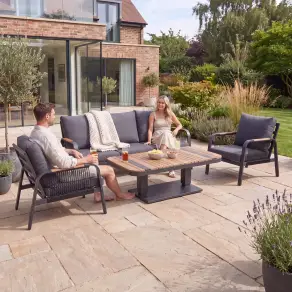 NOVA Harvey 3 Seater Sofa Lounge Dining Set - Rectangular Rising Table
