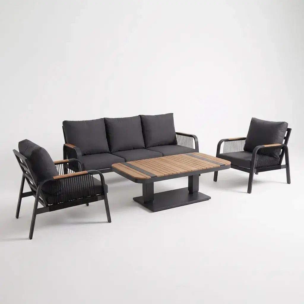 NOVA Harvey 3 Seater Sofa Lounge Dining Set - Rectangular Rising Table