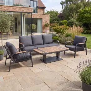 NOVA Harvey 3 Seater Sofa Lounge Dining Set - Rectangular Rising Table (Plus)