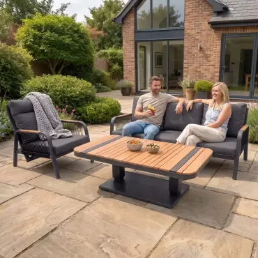 NOVA Harvey 3 Seater Sofa Reclining Lounge Dining Set - Rectangular Rising Table