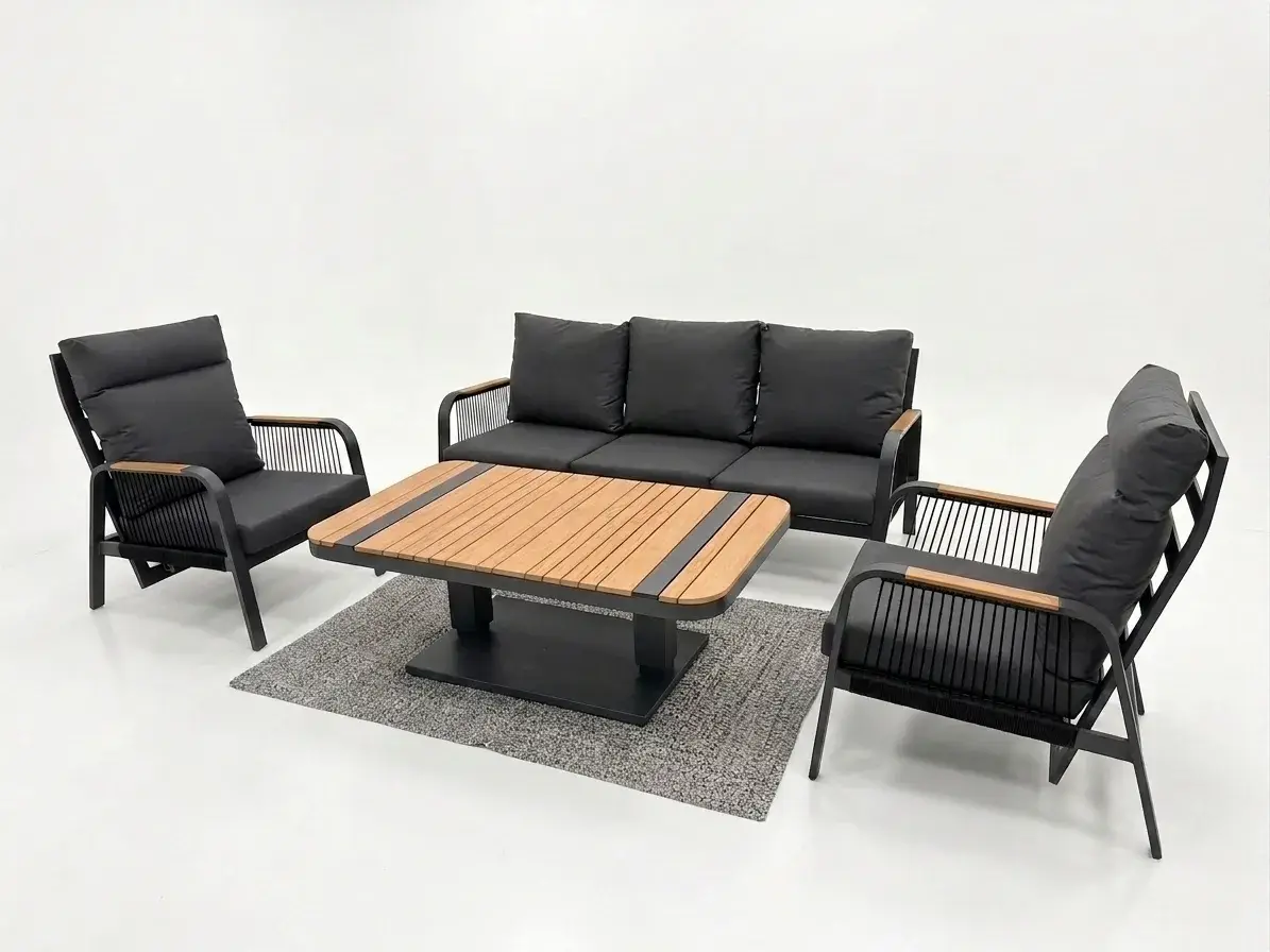 NOVA Harvey 3 Seater Sofa Reclining Lounge Dining Set - Rectangular Rising Table