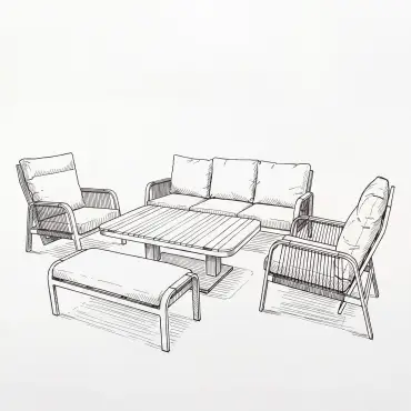 NOVA Harvey 3 Seater Sofa Reclining Lounge Dining Set - Rectangular Rising Table (Plus)