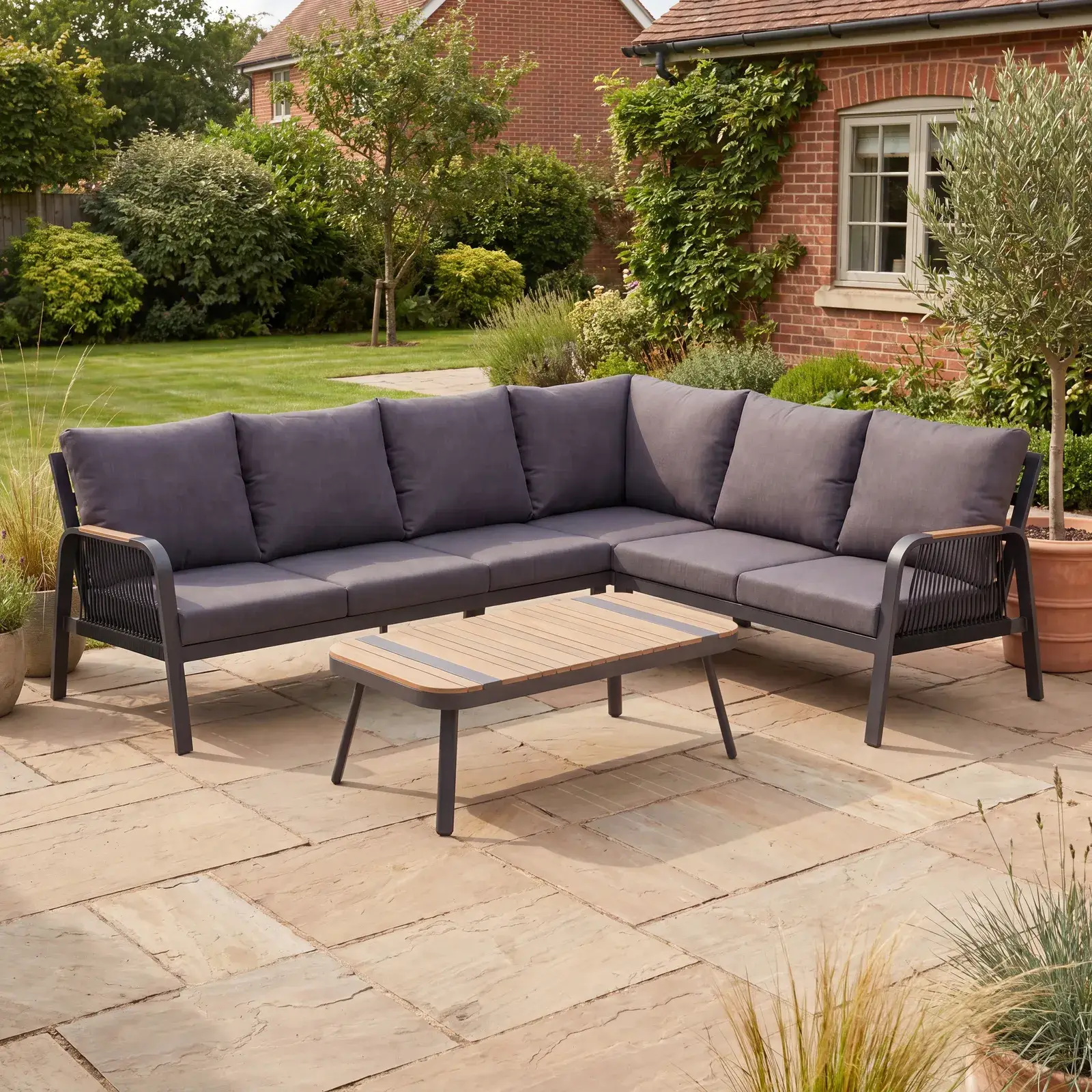 NOVA Harvey Corner Sofa Lounging Set - Rectangular Coffee Table