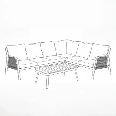 NOVA Harvey Corner Sofa Lounging Set - Rectangular Coffee Table