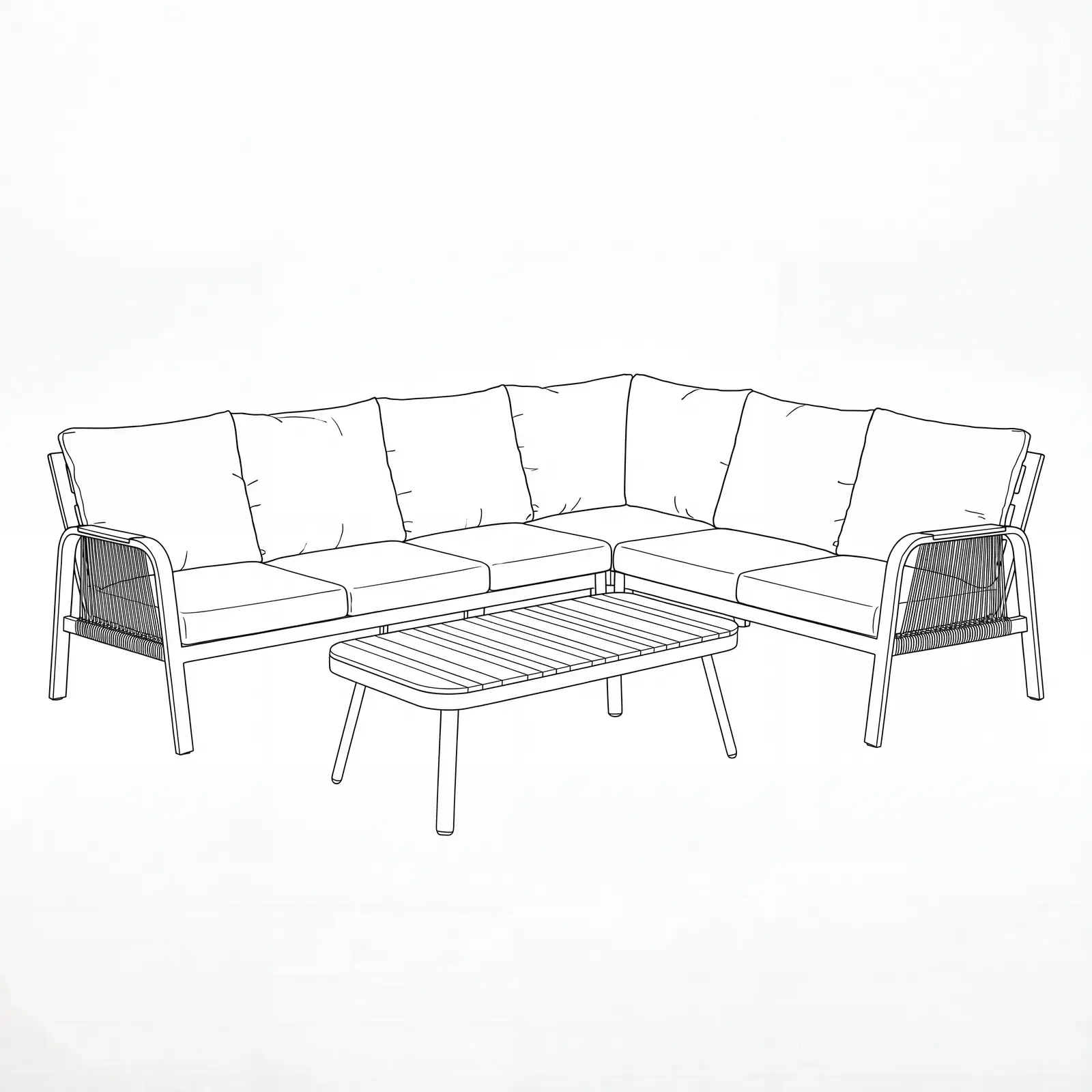 NOVA Harvey Corner Sofa Lounging Set - Rectangular Coffee Table