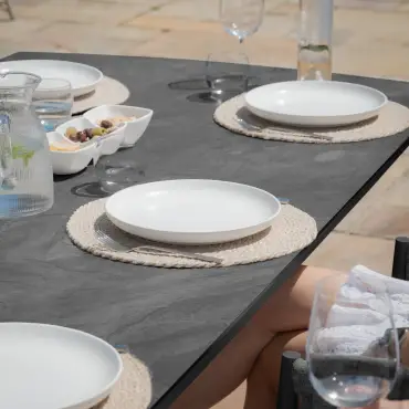 Milan Rope Weave 8 Seat Rectangular Dining Set - Charcoal