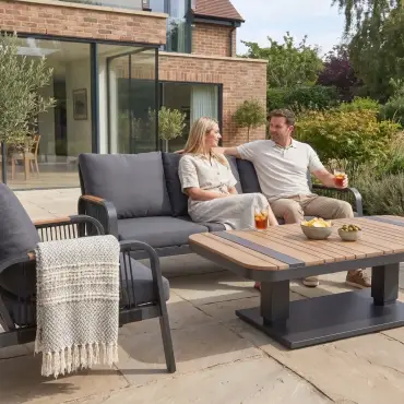NOVA Harvey 3 Seater Sofa Reclining Lounge Dining Set - Rectangular Rising Table (Plus)